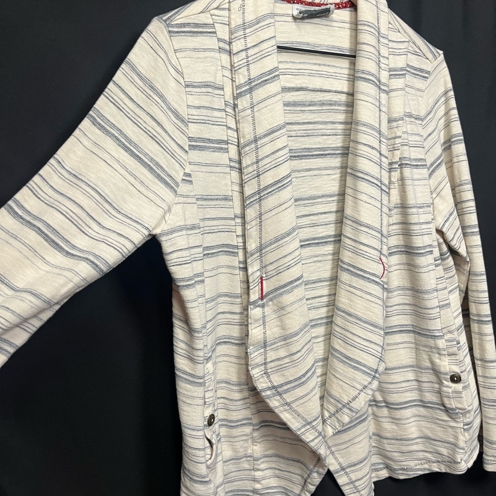 Saturday Sunday Anthropologie striped Cream and Gray Open Cardigan - Picture 8 of 9